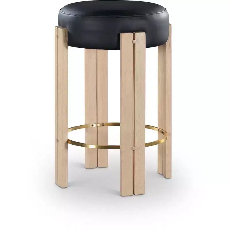 Black Vegan Leather Counter Stool