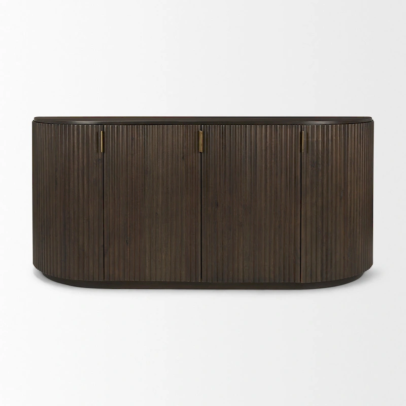 Terra Dark Brown Solid Wood Fluted Sideboard - 72.0L x 18.5W x 32.0H
