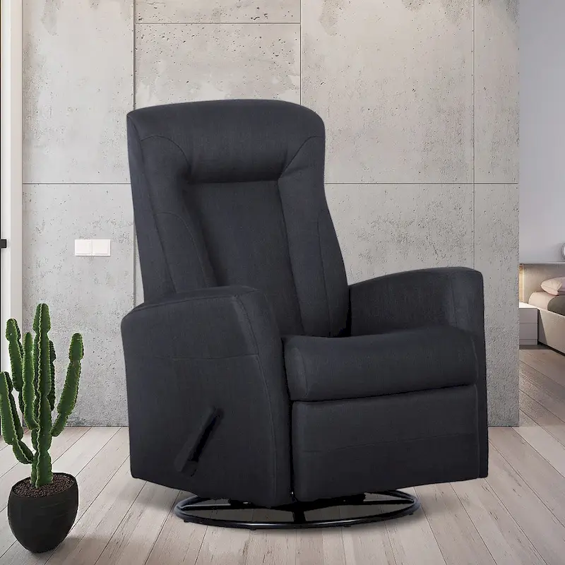 Grey Swivel Glider Recliner Chair, 1-Seat