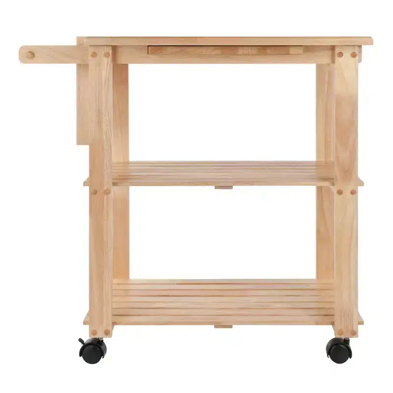 Utility Cart with Cutting Board Wood/Natural - Winsome: Farmhouse Style, Hardwood Frame, 2 Shelves