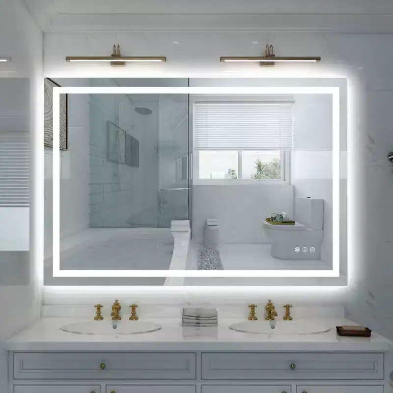 48x32 Wall Bathroom Mirror Shatter-Proof, Anti-Fog ETL Smart LED Vanity Mirror with Light