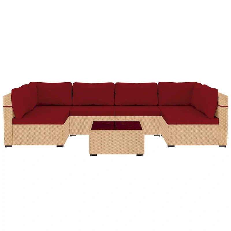 UPHA 7-Piece Wicker Outdoor Seating Group with Cushions