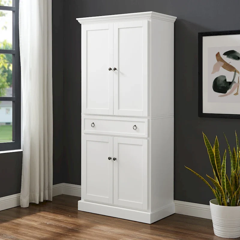 Tall Freestanding Kitchen Storage Pantry Cabinet with Adjustable Shelves – Farmhouse Style