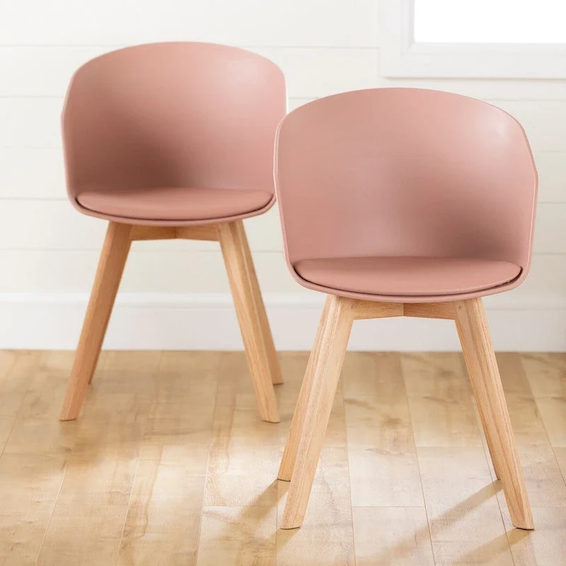 Set of 2 Dining Chairs with Wood Legs