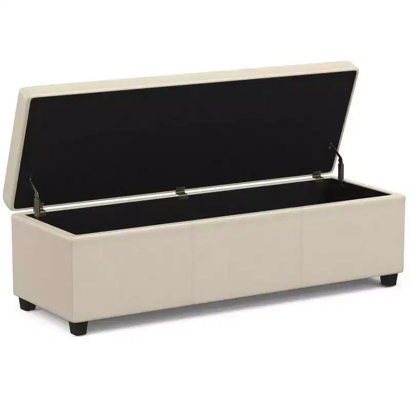 Franklin Extra Large Storage Ottoman Bench Satin Cream - WyndenHall