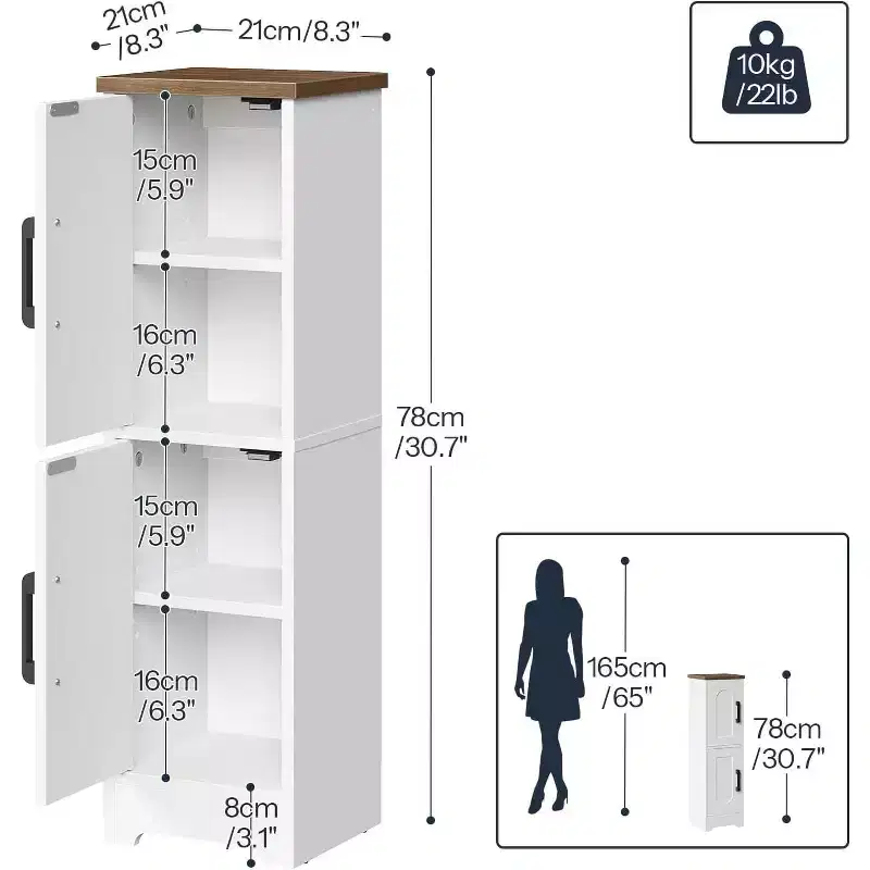 Dcolora Small Bathroom Storage Cabinet, Farmhouse Corner Floor Storage Cabinet with 2 Doors and Adjustable Shelves