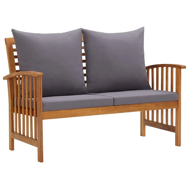 5pc Outdoor Lounge Set, Coffee Table, Chairs, Sofa, Brown Acacia Wood