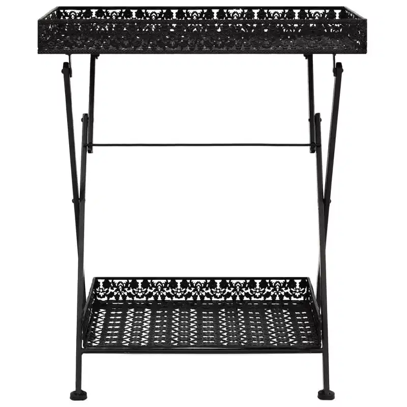 Table Black Metal 22.8x13.8x28.3 in Foldable Tea Table
