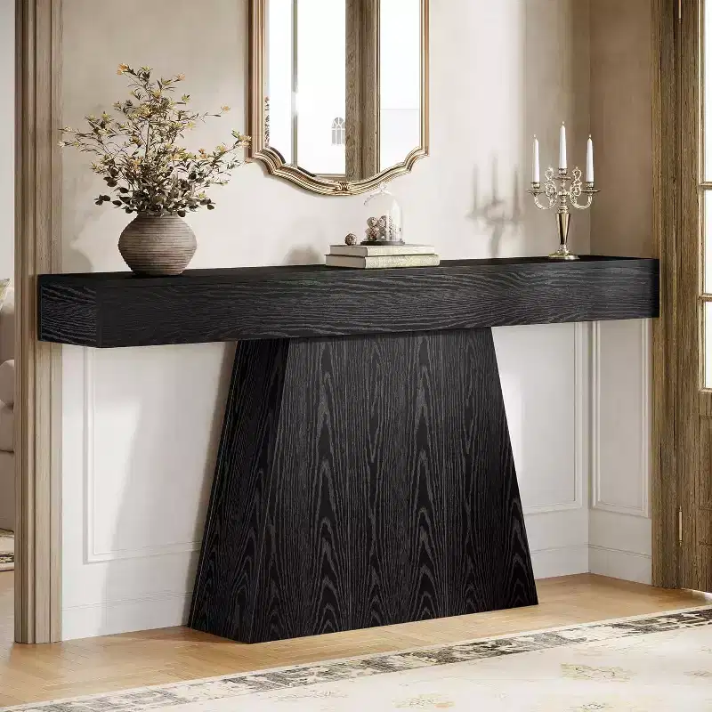 Lantine 63 Console Table, Farmhouse Entryway Table with Trapezoidal Base for Entrance, Hallway, Living Room