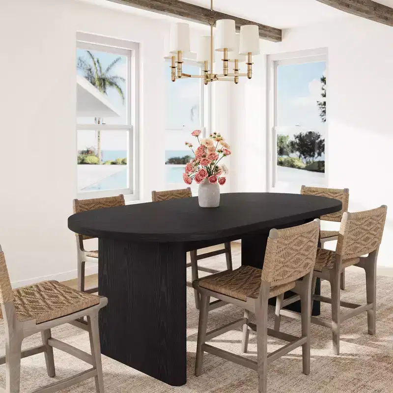 Large Oval Dining Table for 6-8 People,Farmhouse Kitchen Table with Thick Sturdy Wooden Base, Dining Room Table for Kitchen Living Room Office