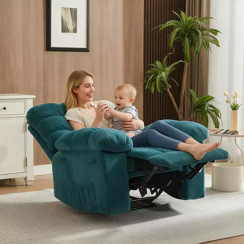 Oversized Manual Recliner Chair with Side Pocket, 300 lb Capacity