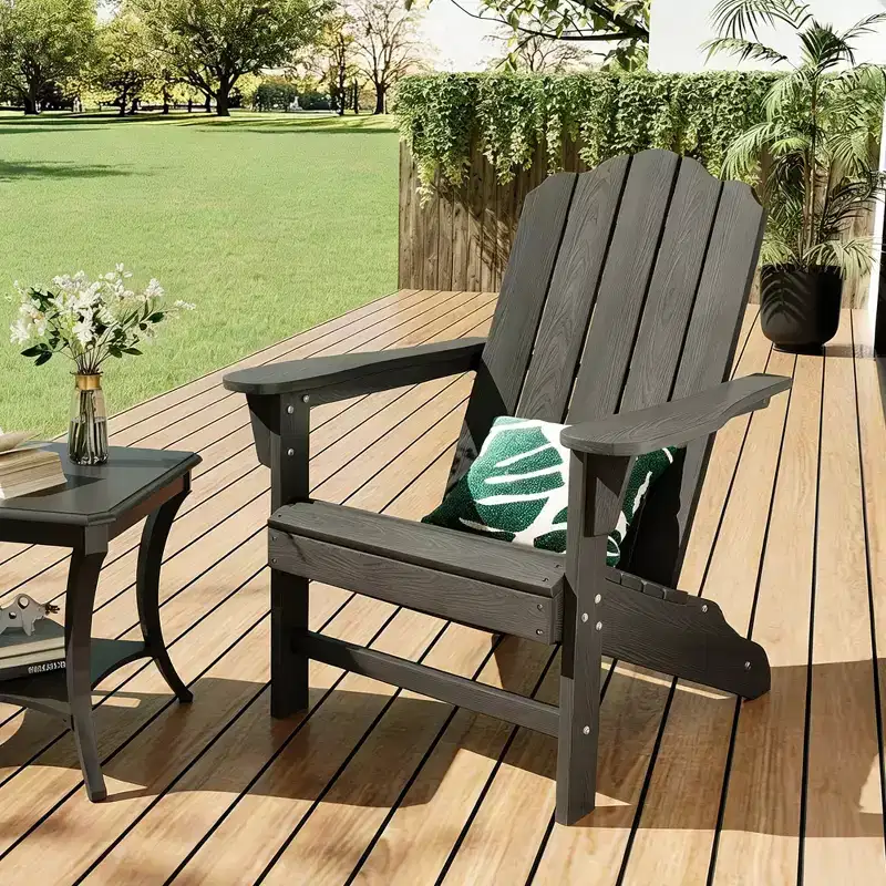 Wood Grain Outdoor Lounge & Lawn Chair, for Garden, Deck, Backyard