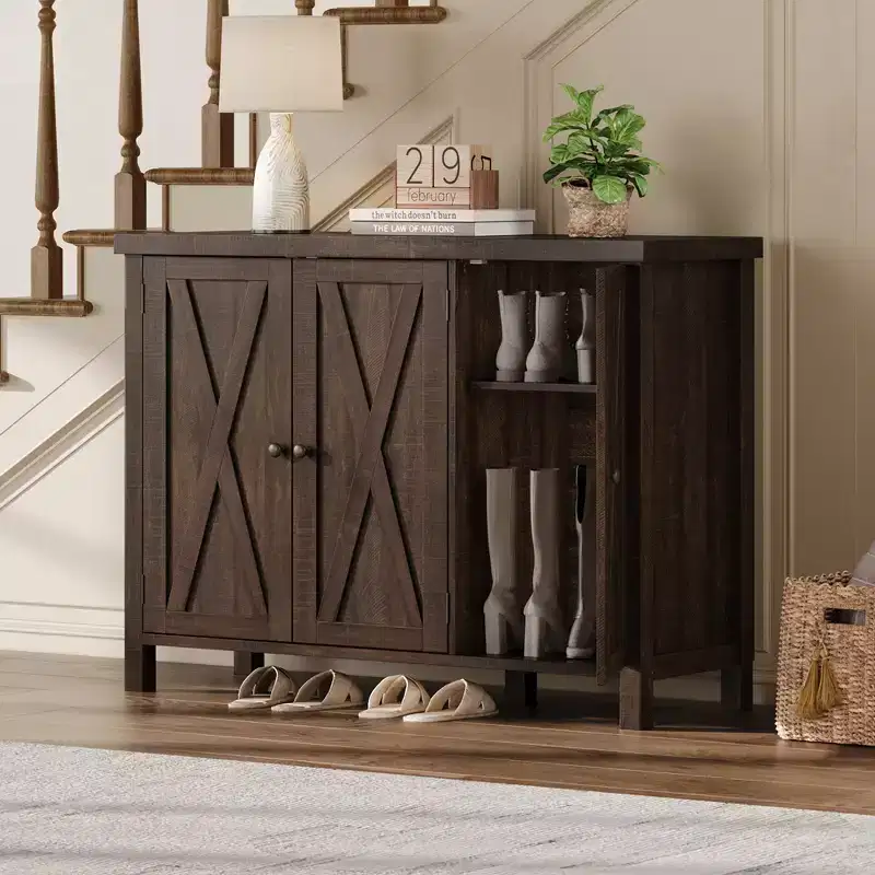 Shoe Storage Cabinet with 3 Door, 4-Tier Freestanding Large Shoe Rack Cabinet for Hallway