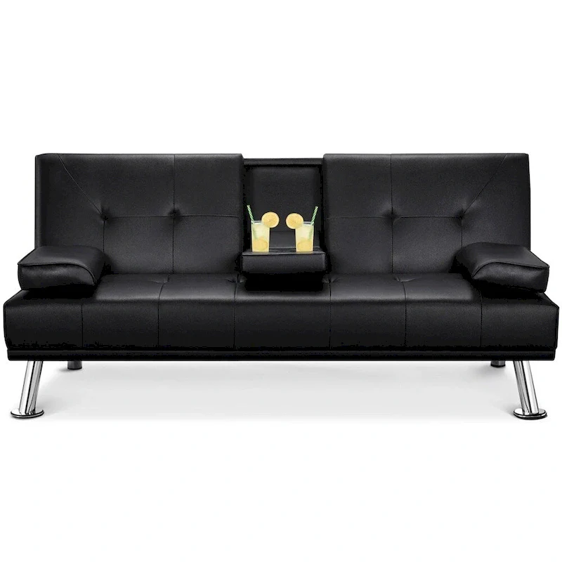 Faux Leather Futon Sofa Bed, Recliner, 3-Seater – Black / Brown / Grey / Espresso / White