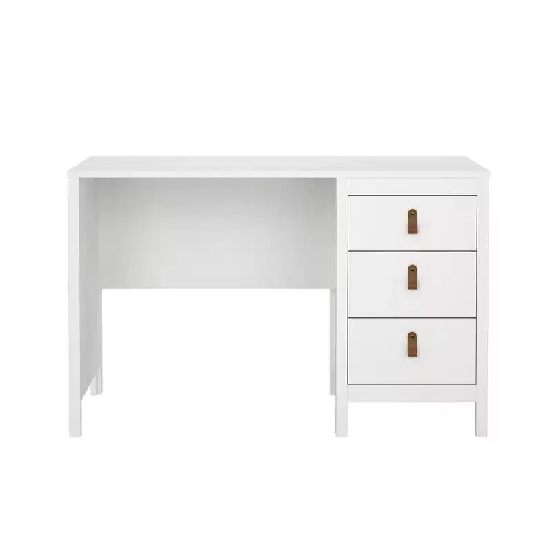 Tvilum, Madrid Home Office Writing Desk with 3 Storage Drawers, White