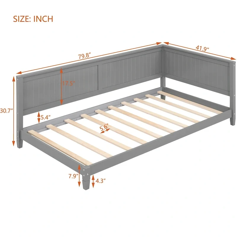 Gray Twin Size Wood Daybed