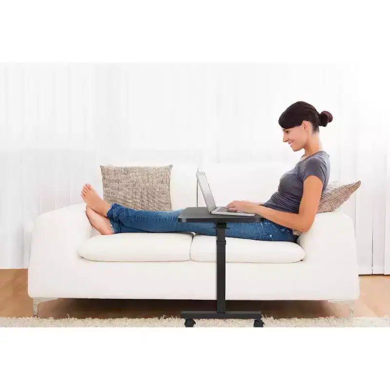Mount-It! Height Adjustable Rolling Over Bed Table - Black