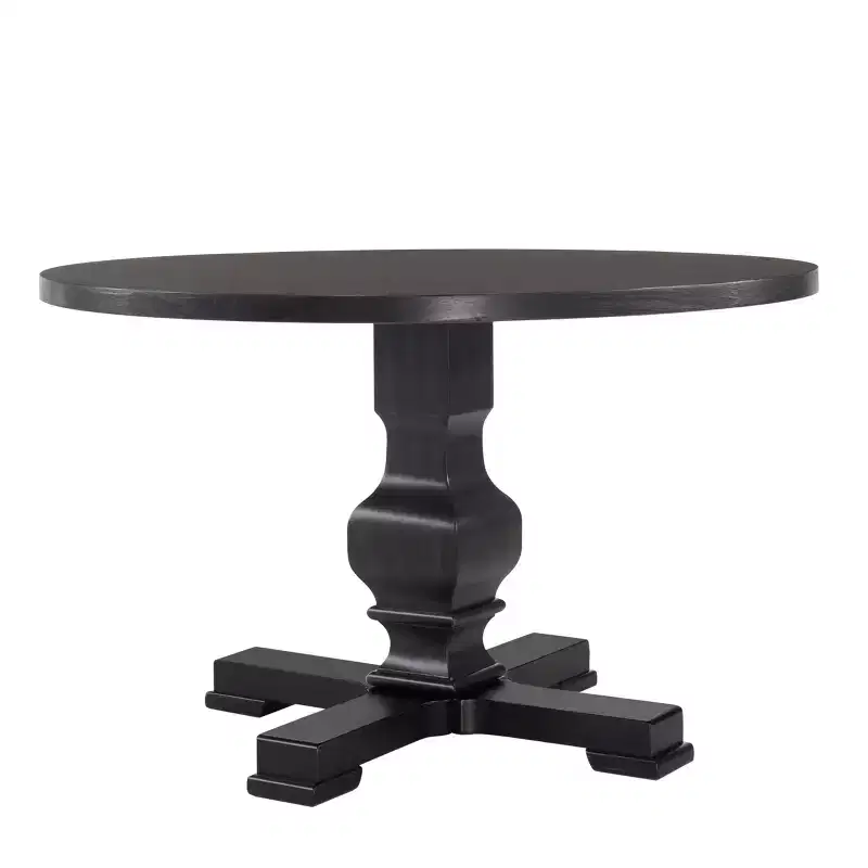 Carolina Living 47" Bence Round Pedestal Dining Table Black
