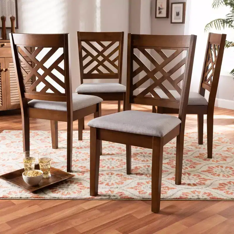Set of 4 Caron Wood Dining Chairs with Foam Padding & Cut-Out Back - Baxton Studio