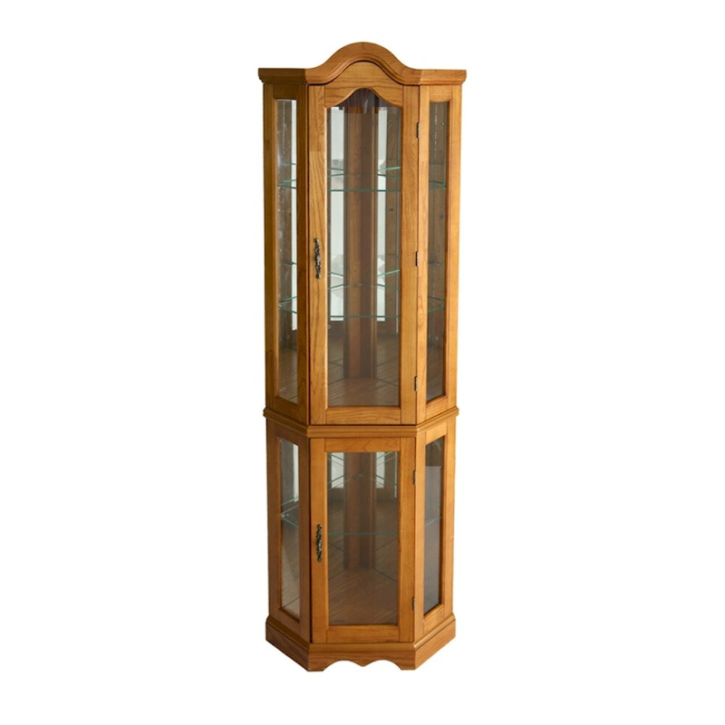 SEI Furniture Sebbar Oak Lighted Display Curio Cabinet