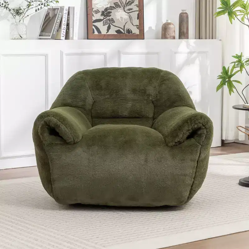 Bean Bag Chair with Back Support, Faux Fur Bean Bag Sofa for Adults and Kids, Stuffed Floor Sofa