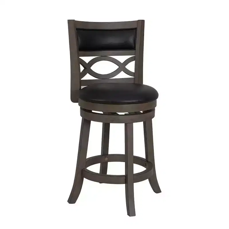 New Classic Furniture, Manchester Gray Wood Swivel Counter Stool With Pu Seat