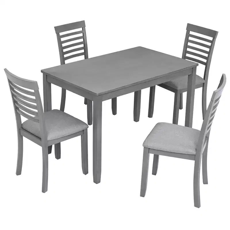 CLIHOME 5 Pieces Modern Dining Set, Rectangular Wooden Dining Table with 4 Upholstered Chairs for Kitchen, Dining Room