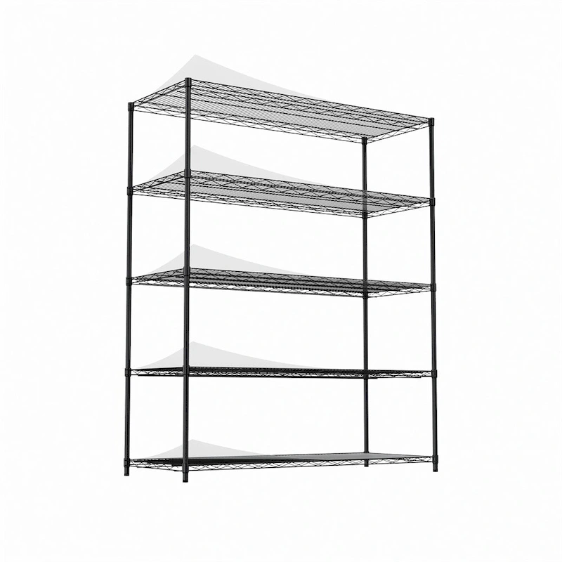 5 Tier Steel Heavy Duty Adjustable Shelves with Wheels and Feet