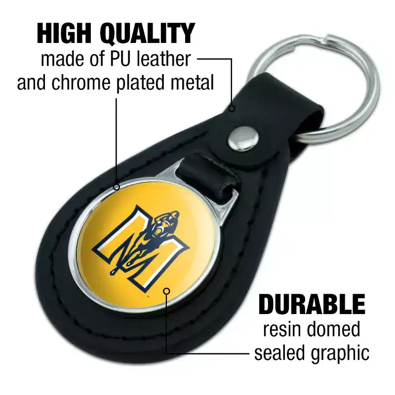 Murray State University Secondary Logo Black Leather Keychain