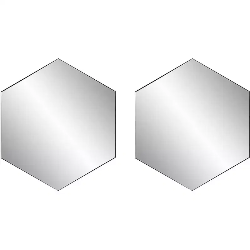 Hexagon Vanity Accent Wall Mirrors Set of 2 Modern Beveled Black Metal Frame 23 1/4 Wide for Bathroom Bedroom Home