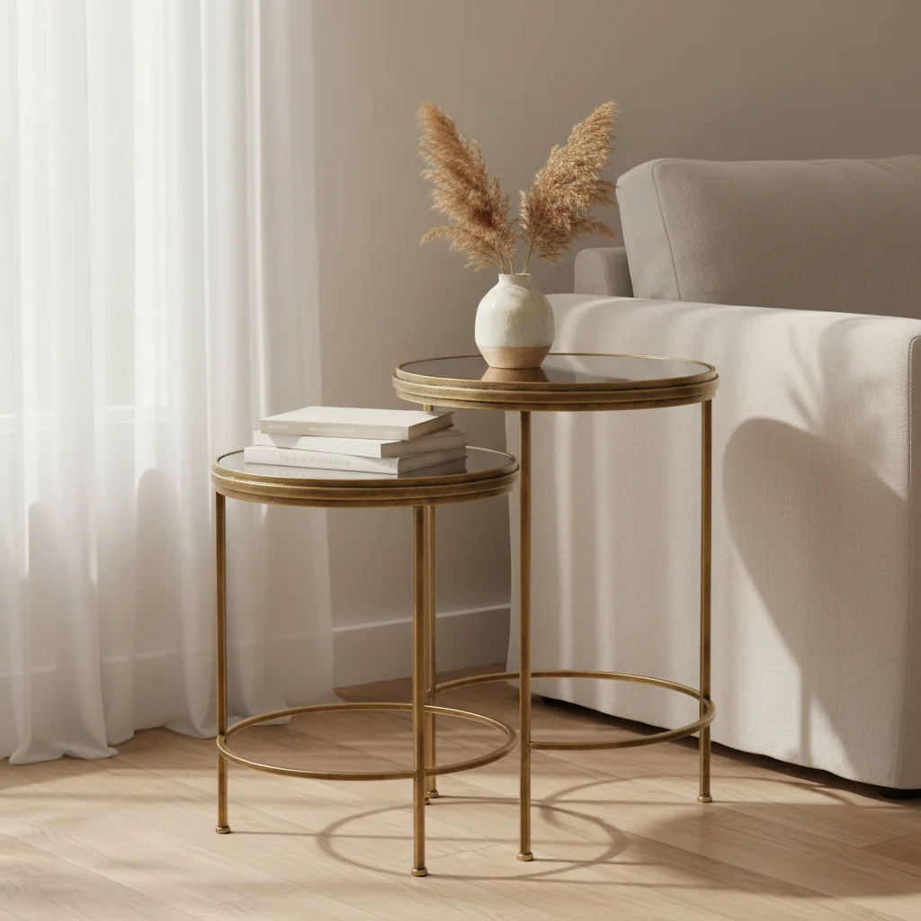 Iron and Glass Nesting Tables by ()