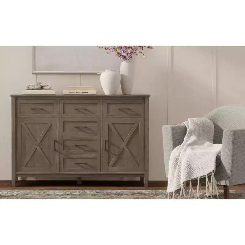Cantina SOLID WOOD 54 inch Wide Rectangle Transitional Sideboard in Smoky Brown