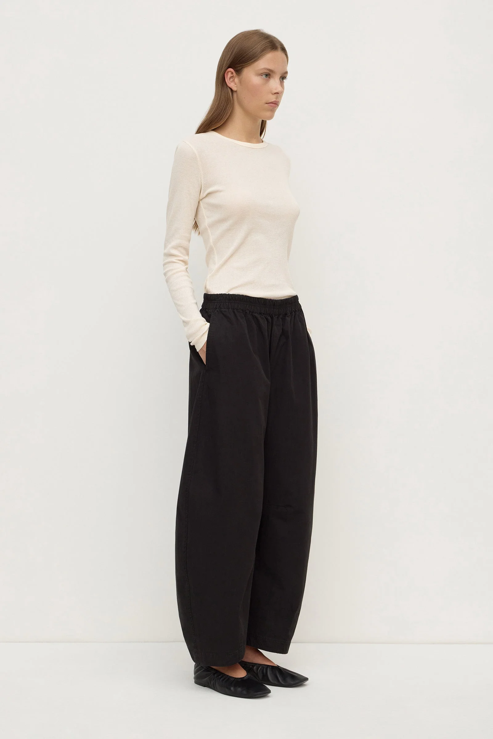 Black Cotton Voluminous Barrel Leg Pant