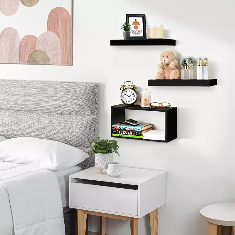 Sorbus 2 Floating Shelves with Invisible Brackets & 1 Rectangular Box