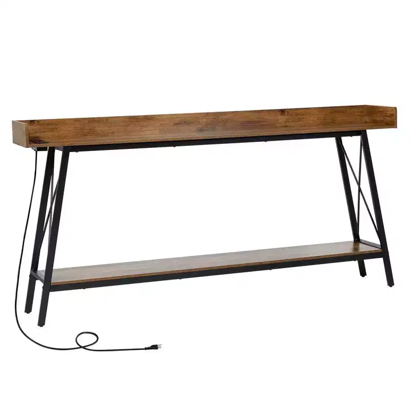 Extra Long Console Table With 2 Power Outlets & USB Ports