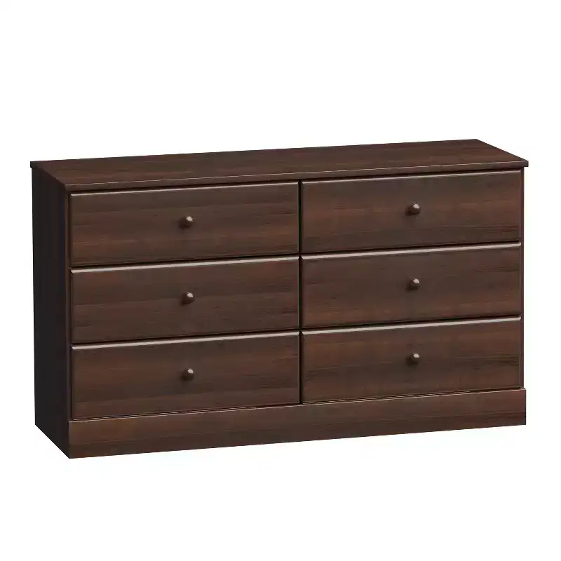 6-Drawer Double Dresser - Wide Bedroom Chest of Drawers, Espresso