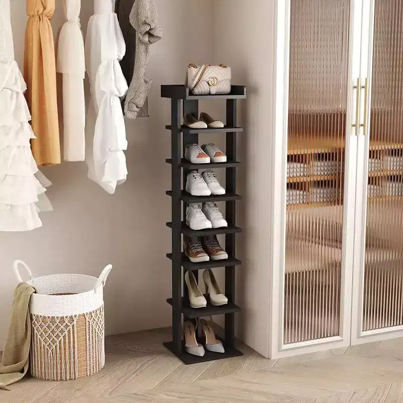 Tree City - Slim 7-Tier 45'' Vertical Wooden Shoe Rack for Entryway, Closet & Small Spaces,Holds 7-10 Pairs
