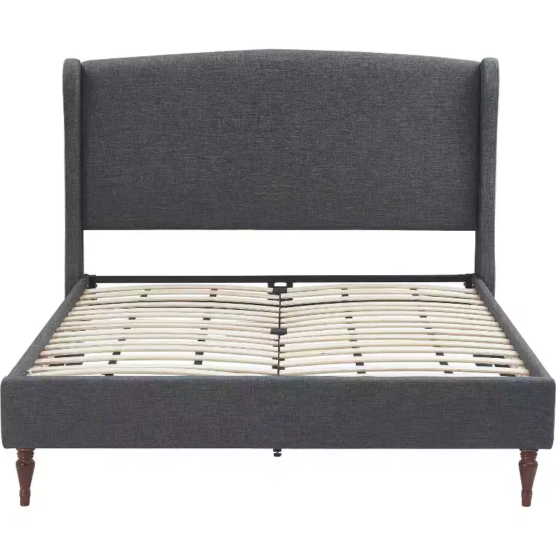 Elmhurst Upholstered Wing Bed Frame Gray