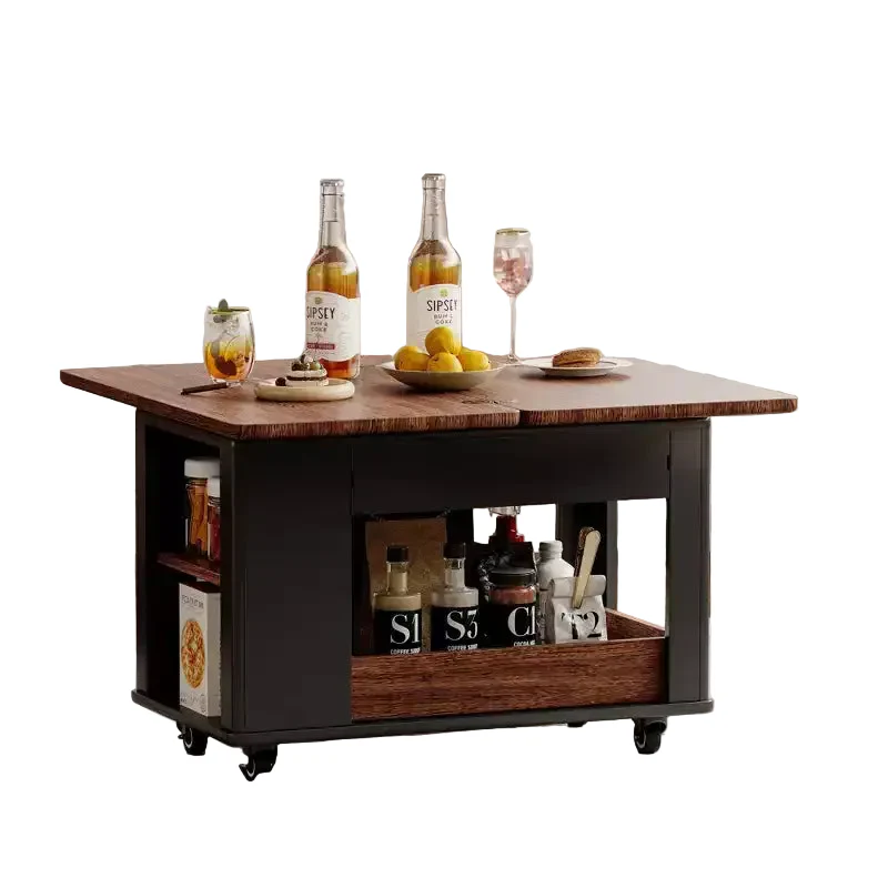 27.6'' Modern Coffee Table, Multi-Functional Side Table with Foldable Top, Casters, Drawer, Open Shelf, Hidden Compartment storage