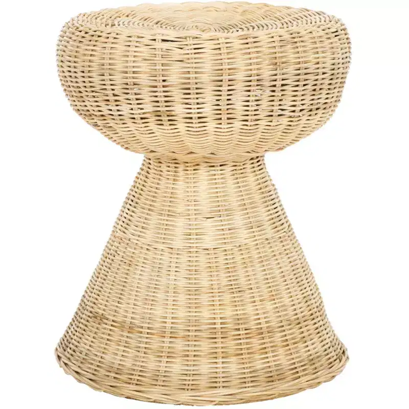 Natural Rattan Round Stool, Bohemian Style, 1 Seat