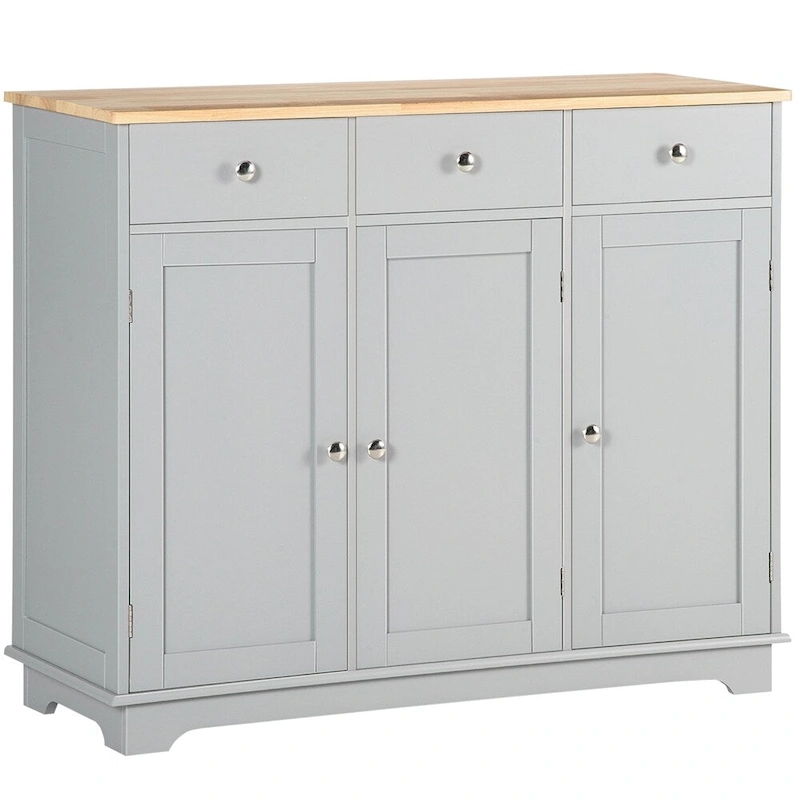 Buffet Cabinet with Drawers and Adjustable Shelves - N/A
