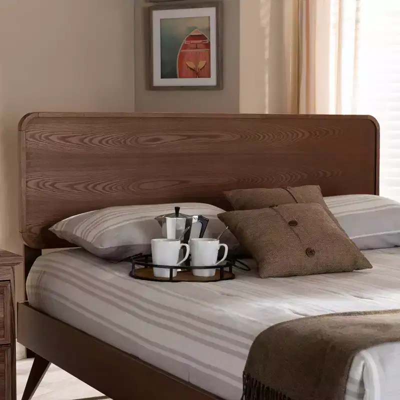 Walnut Finished Wood Headboard