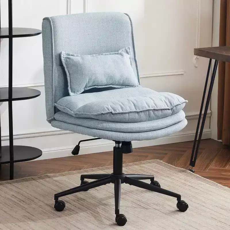 Upholstered Armless Task Office Chair, Swivel, Adjustable Height 16.7-21.3