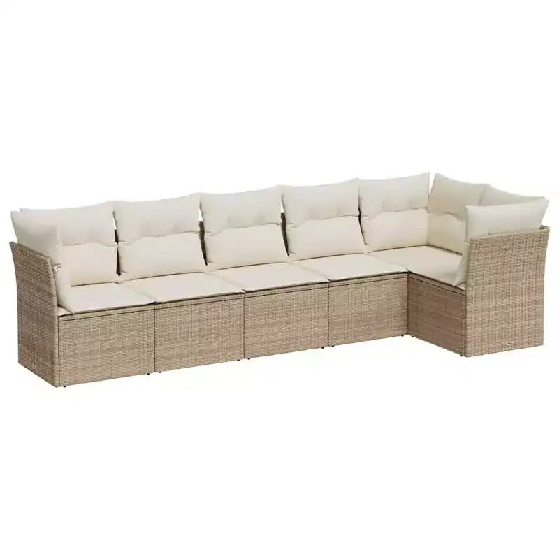 vidaXL Garden Sofa Set Beige Poly Rattan Large UV-resistant materials