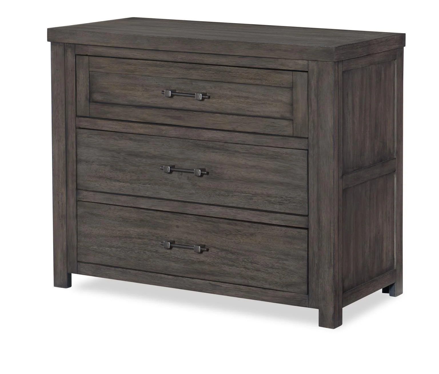Single Dresser - Aged Barnwood — The beveled edge mirror is accentuated by the aged barn wood finish frame