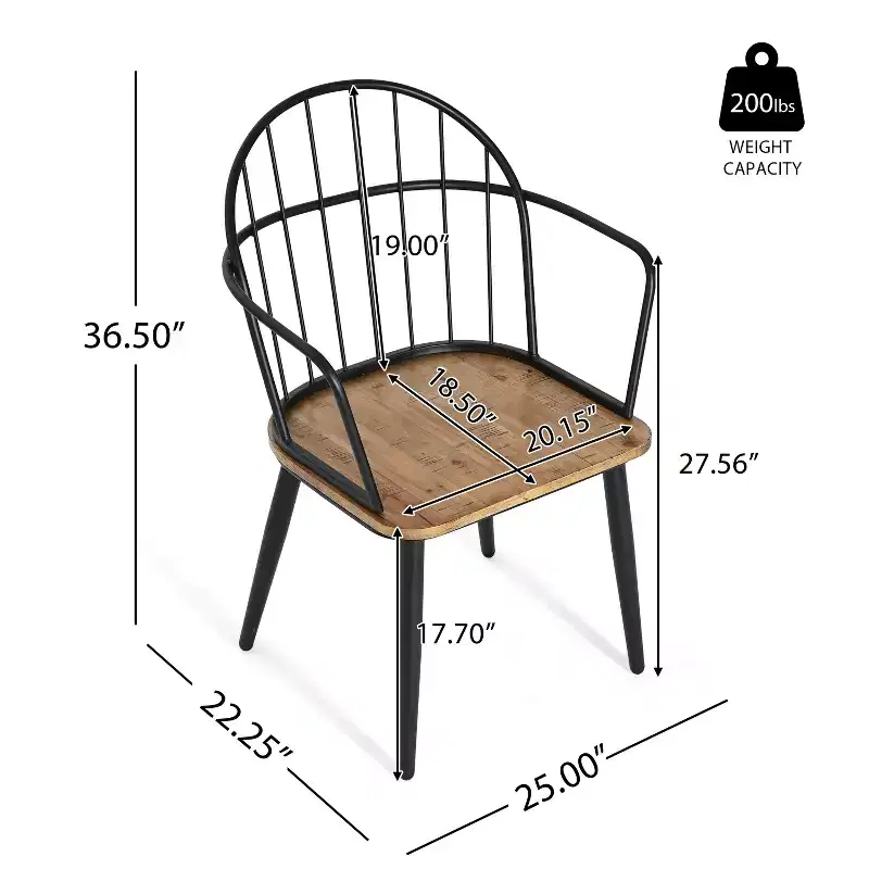 Christopher Knight Home Loftia Modern Iron Frame Dining Chairs(Set of 4), Brown/Black