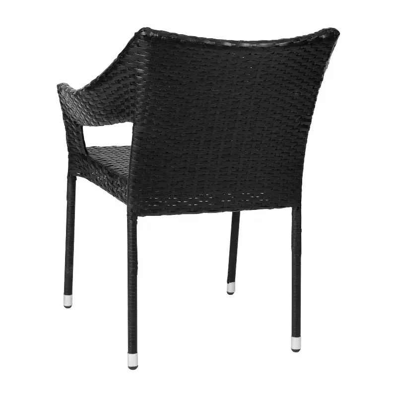 Flash Furniture Ethan Commercial Grade Stacking Patio Chair, All Weather PE Rattan Wicker Patio Dining Chair