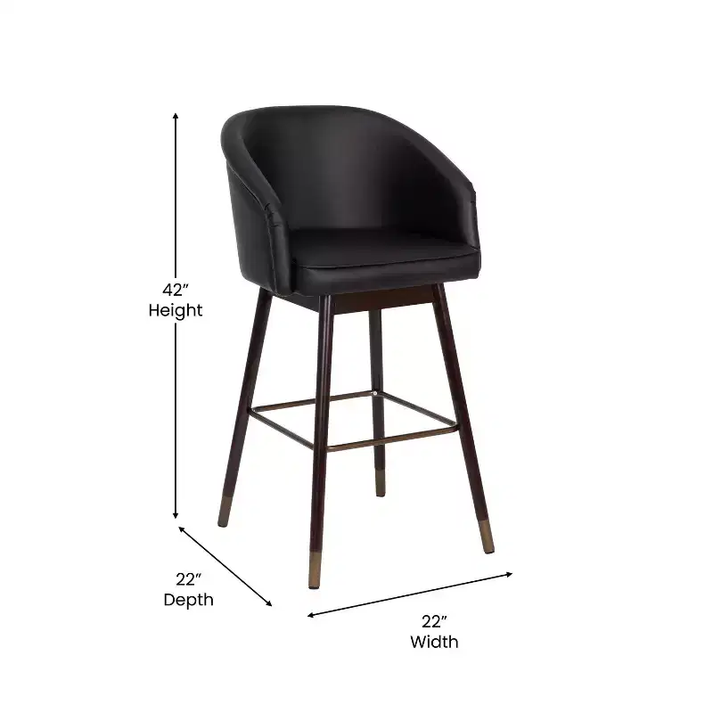 Upholstered Bar Height Dining Stool with Wood Frame