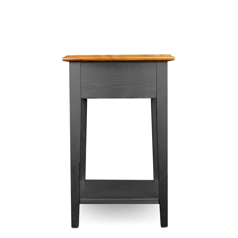 Medium Oak / Slate Black / White One-Drawer Square Side Table with Bottom Shelf
