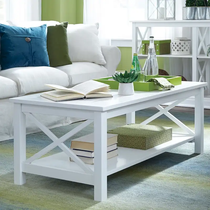 Solid Hardwood Coffee Table with Lower Shelf